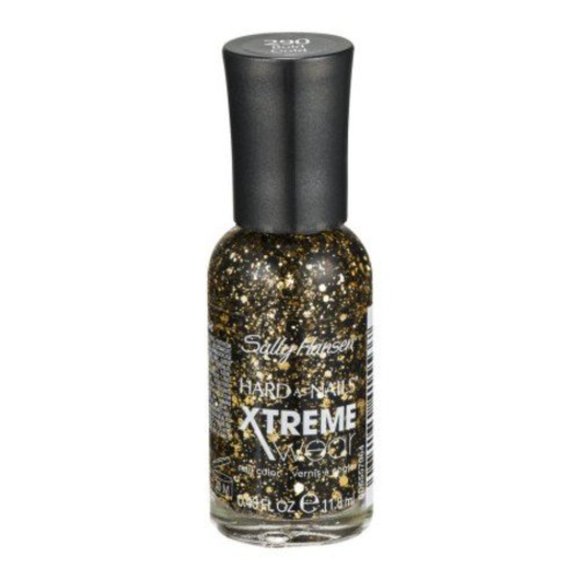 Sally Hansen Hard As Nails Xtreme Wear Nail Polish 290 Bold Gold Black Glitter - Picture 2 of 3